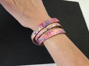 Pink Leather Wrap Bracelet